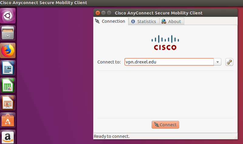 9 Cisco AnyConnect window - vpn_drexe_edu in Connect to - Ubuntu 16_04.png