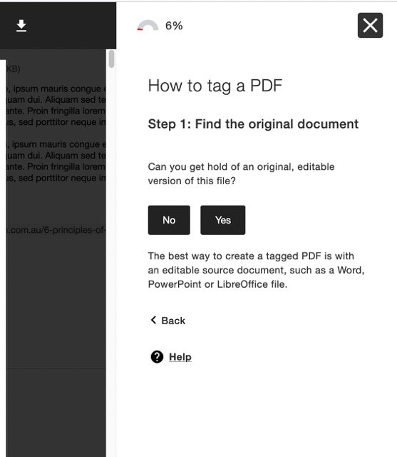 Bb Learn Ally 3e - read how to tag a PDF - need original doc or Adobe Acrobat Pro to fix Medium