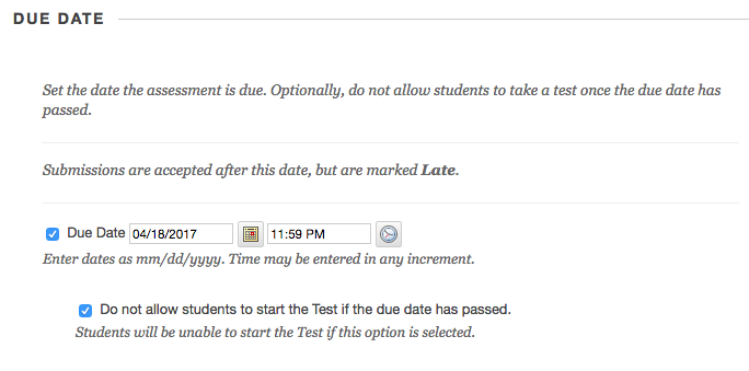 Due Date and no submissions after due date options on Bb Learn Test Options webpage.png