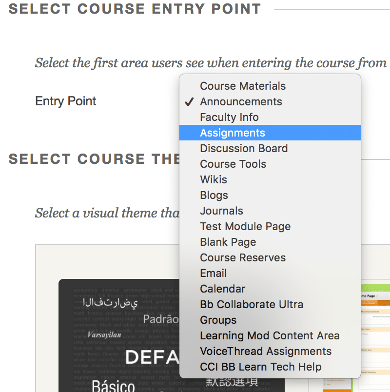Entry Point drop-down menu options on Teaching Style page.png
