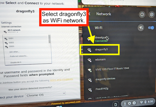 I dragonfly3 WiFi config wizard - connected drexelguest