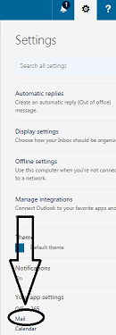 Mail link under Settings in Online Office 365 Outlook.png