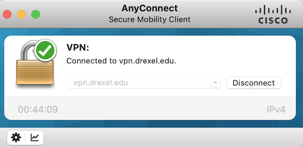 VPN connected Cisco AnyConnect Drexel