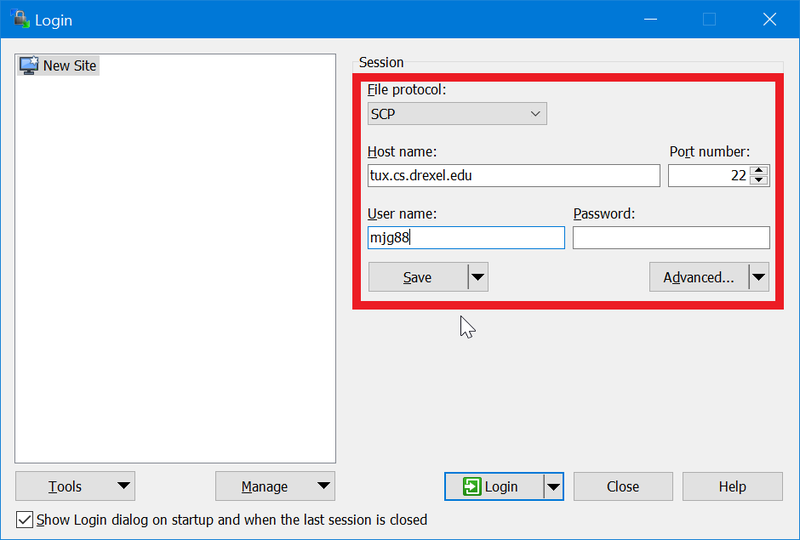WinSCP set-up 2b - click or double-click New Site