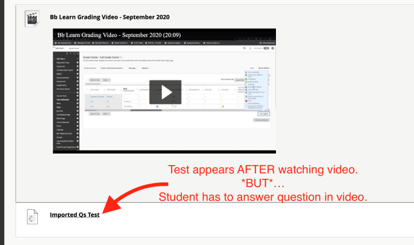15 Kaltura Quiz to force watching video before real Test