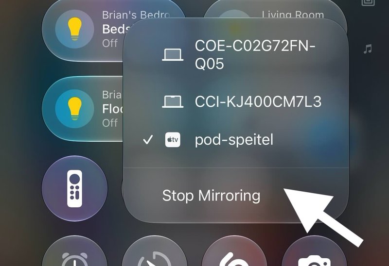 From the mirroring list, select "Stop Mirroring" to disconnect from the conference room screen.
