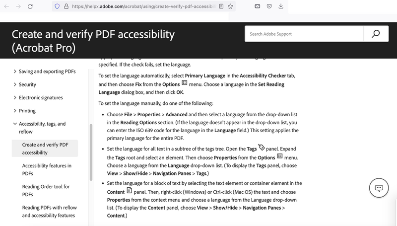 Adobe Acrobat 14 - Accessibility check