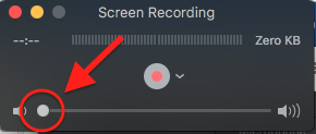 Audio slider slid all the way left in QuickTime Screen Recording window.png