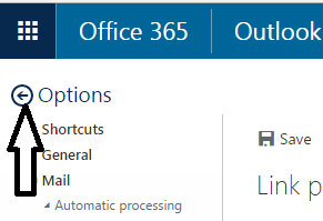 Back arrow next to Options in Mail settings in online Outlook Office 365.png