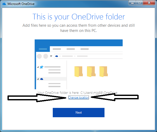 Change location on This is your OneDrive folder window in Windows 10.png
