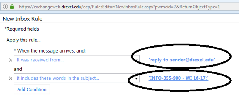 Check that email and course name and subject line are set in New Inbox Rule (Small).png
