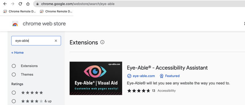 Chrome web store - eye-able