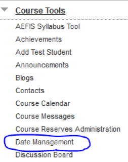Circled Date Management link under Course Tools.png