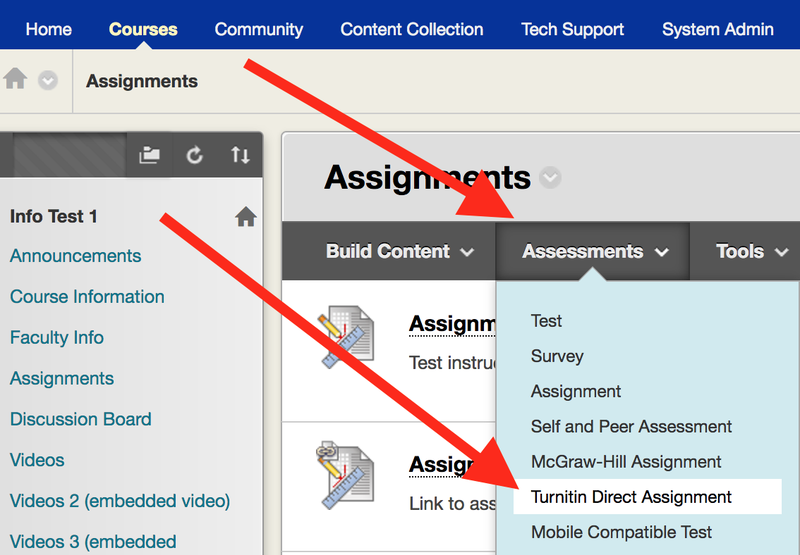 Click Assessments and Turnitin Direct Assignments in Bb Learn course shell.png