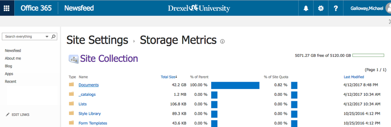Click Documets on Storage Metrics page in Office365 Newsfeed.png