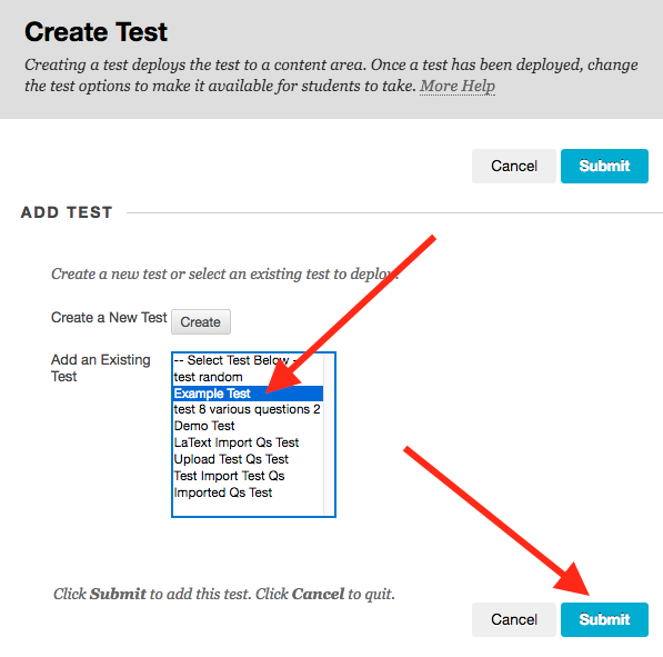 Click test name on Create Test webpage and click Submit in Bb Learn.png