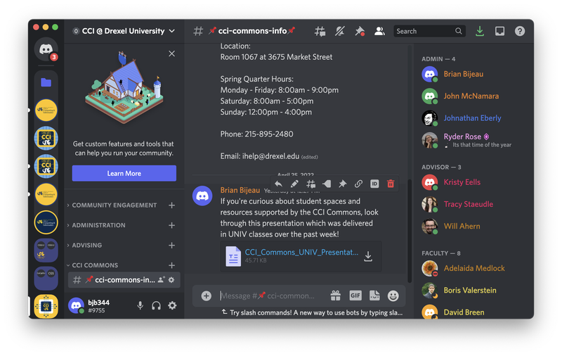 Discord service catalog