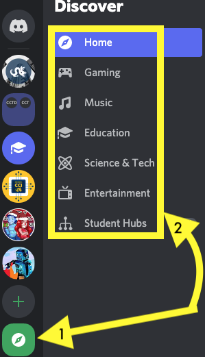 Discord - Explore Public Servers compass icon and options.png