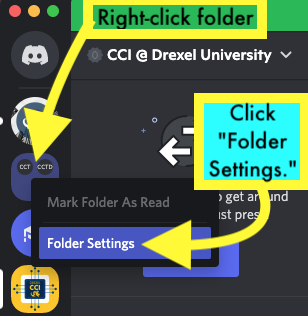 Discord left hand nav folder - click settings.png