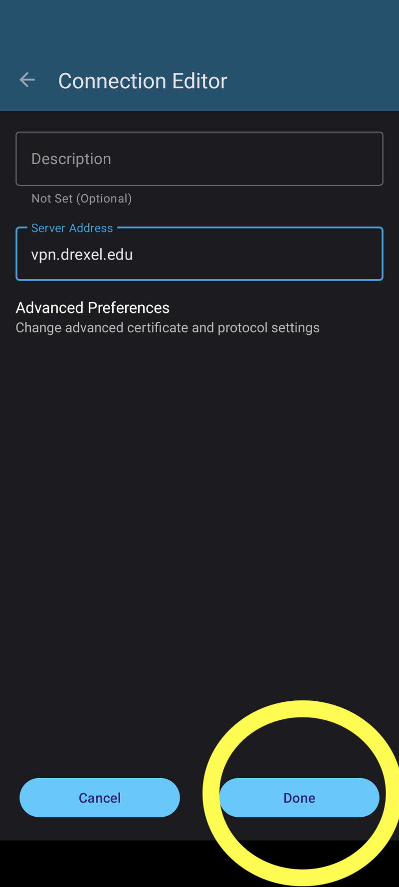 Drexel VPN Android 7