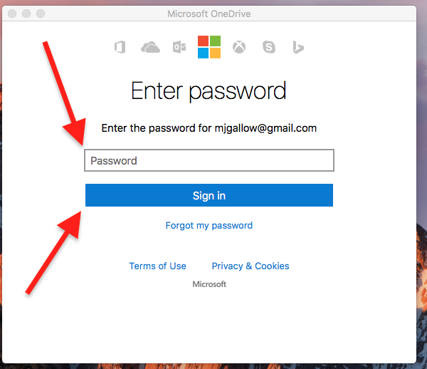 Enter password pop-up window for OneDrive on Mac.png