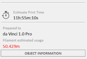 Estimated Print Time and Filament Estimate