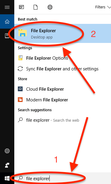 File Explorer search in Start menu in Windows 10.png
