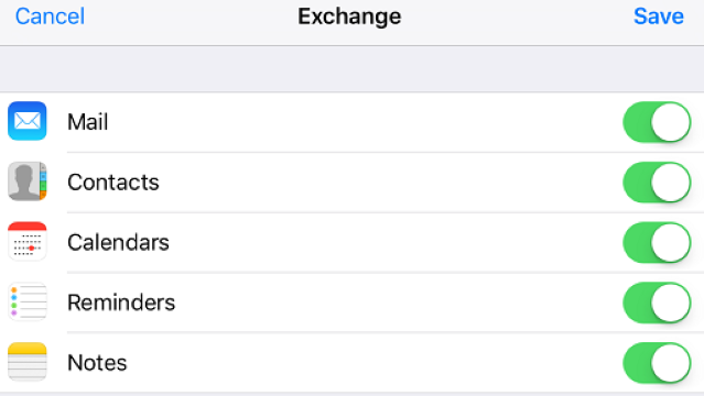 Mail Contacts and Other Sync Options with new Exchagne account in Mail in iOS (Custom).png