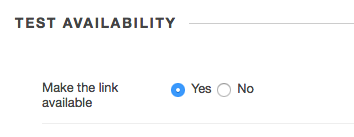 Make link available is set to Yes in TEST AVAILABILITY in Bb Learn Test Options webpage.png