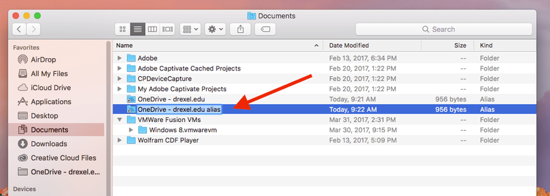 New alias folder for Drexel OneDrive folder on Mac.png