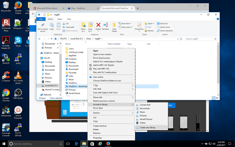 OneDrive Library creation from File Explorer window in Windows 10.png