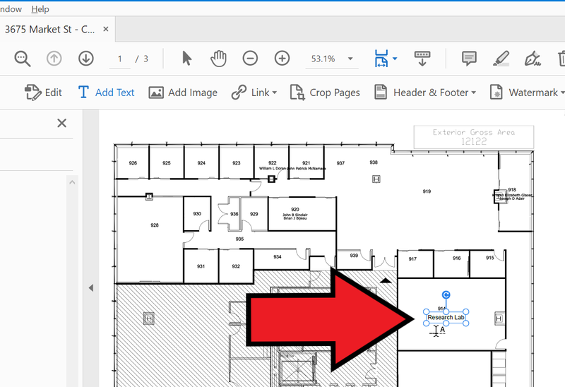 PDF Floor Plan Edit 4 - New added text will look like this