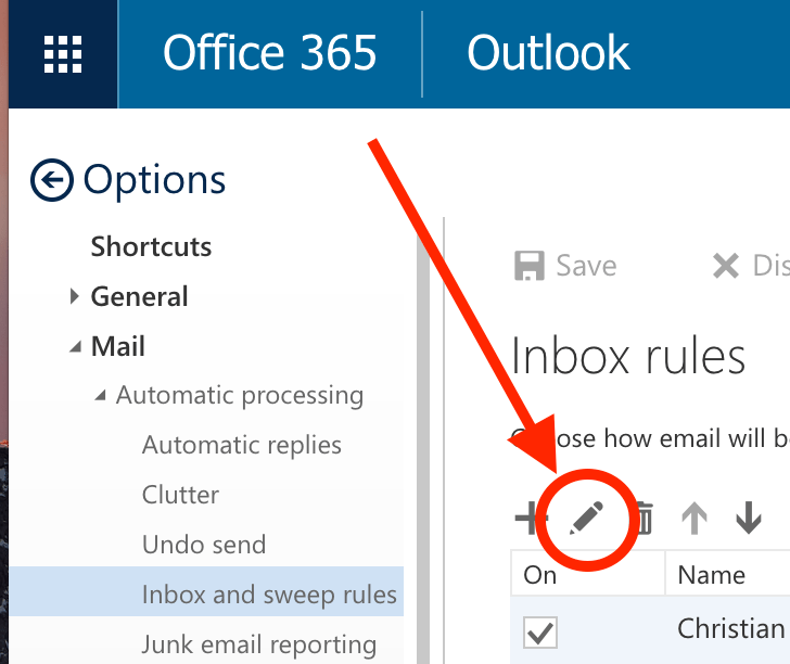 Pencil icon to edit rule in Online Outlook Office 365.png