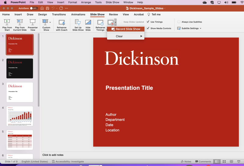 PowerPoint record slide show