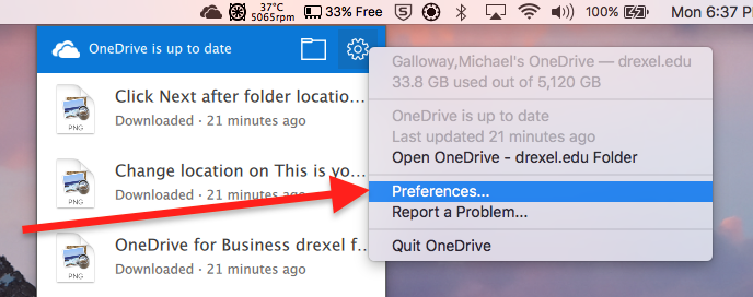 Preferences in OneDrive settings on a Mac.png