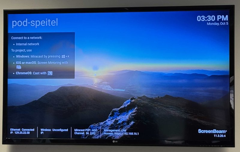 Main TV screen in Speitel conference room