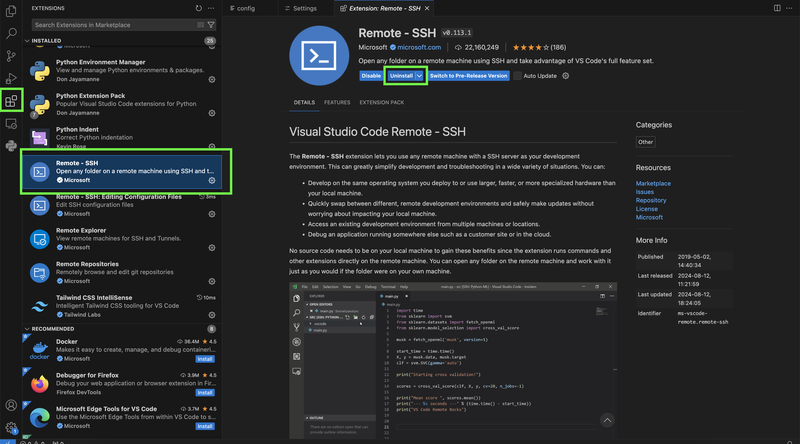 UninstallExtensionsVisualStudioCode
