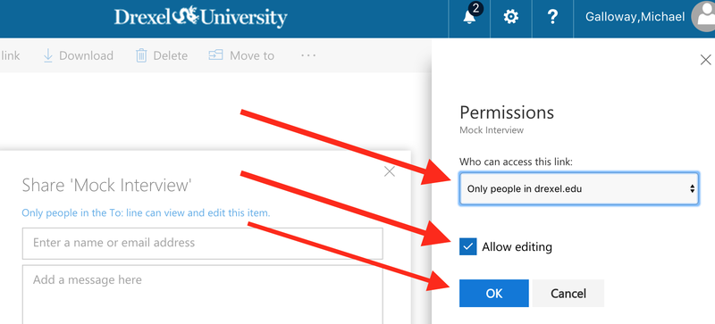 Select Who can access this link and check or uncheck Allow editing in OneDrive Permissions panel.png
