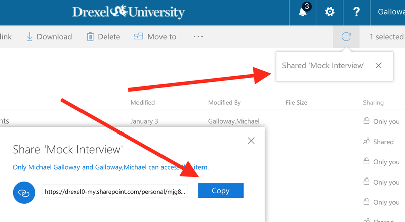 Shared file or folder notification and click Copy to copy link in OneDrive web portal.png