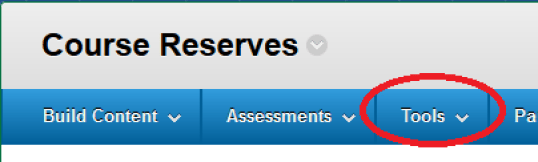 Tools button circled on Course Reserves page.png