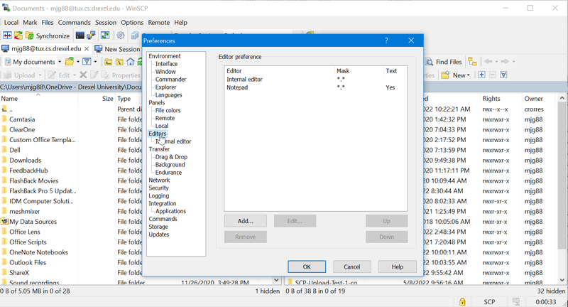 WinSCP Setup Text Editor 2
