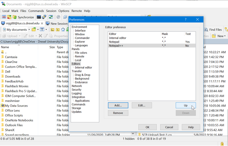 WinSCP Setup Text Editor 7