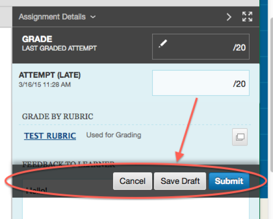 bblearn_grading_for_student_circle_on_buttons_at_bottom_with_arrow_pointing_at_save_draft.png