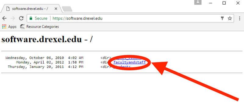 facultyandstaff link on software drexel edu website in Windows 10.png
